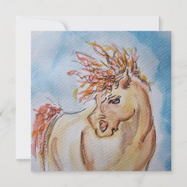 Carte de chevaux, image de cheval aquarelle, carte (Devant)