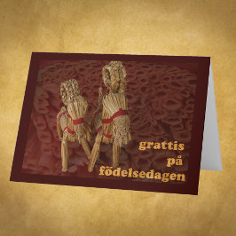 Carte de chèvres de paille de joyeux anniversaire