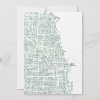 carte de Chicago à l'aquarelle bleu vert verre de 