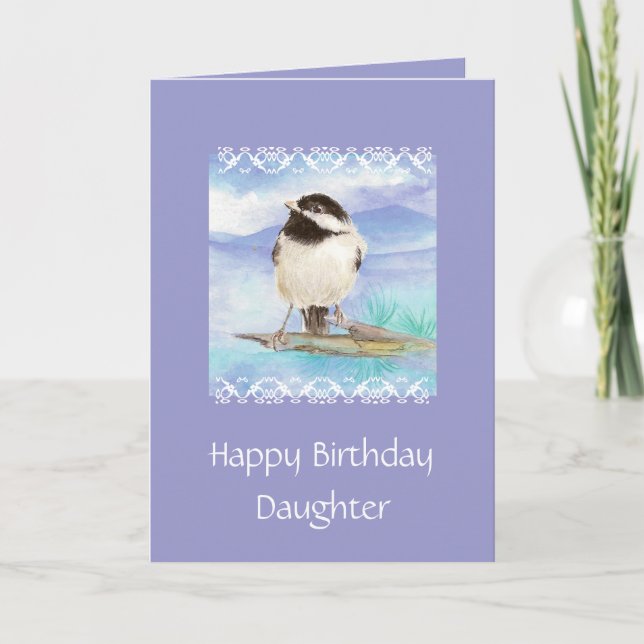 Carte de Chickadee d'anniversaire de fille (Devant)