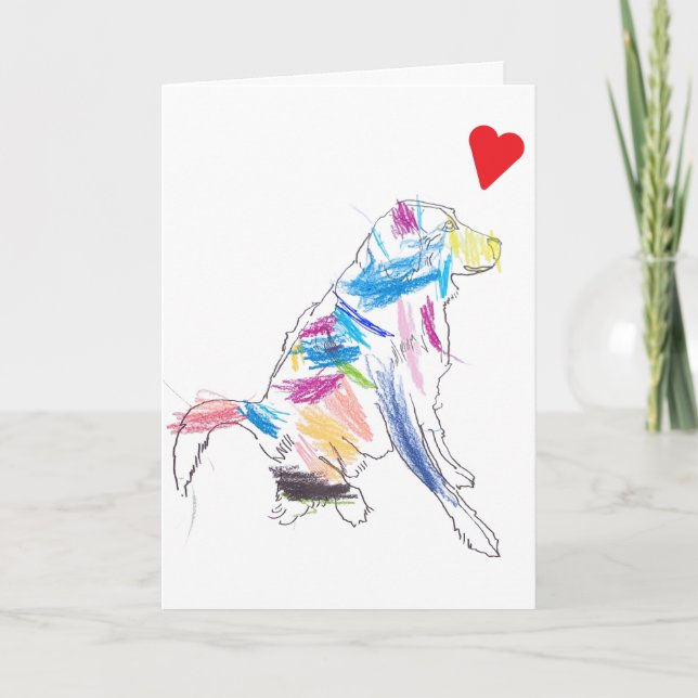 Carte de chien arc-en-ciel Joyeuse Saint-Valentin  (Devant)