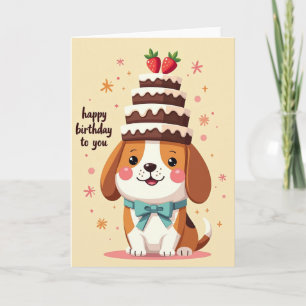 Carte de chien de dessin animé doux