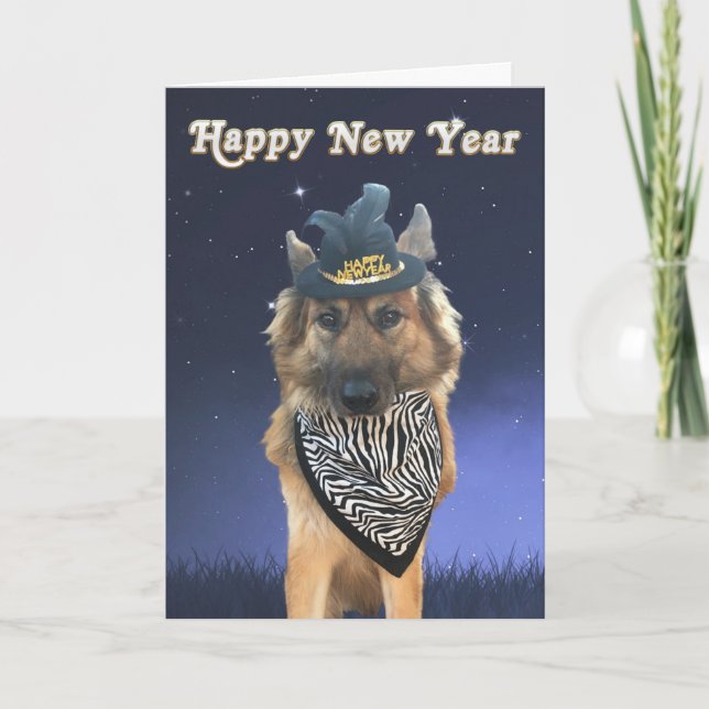 Carte de Chien de Nouvel An Personnalisable (Devant)