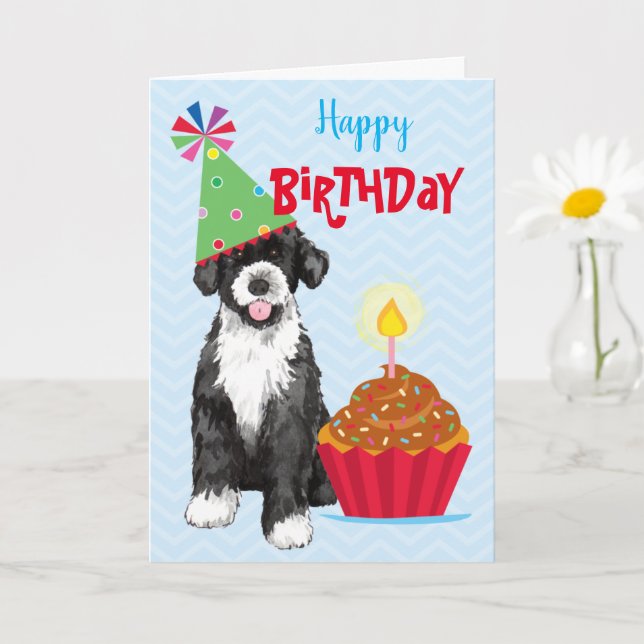 Carte de chien d'eau portugais Cupcake (Petite plante)