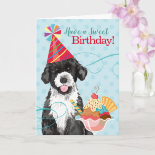 Carte de chien d'eau portugais d'anniversaire doux