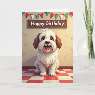 Carte de chien heureux à pois