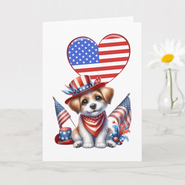 Carte de Chien Patriotique (Petite plante)