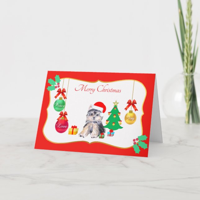 Carte de Chien Terrier Yorkshire Christmas (Devant)