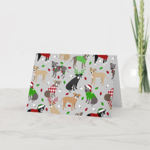 Carte de Chiens Pitbull de Noël