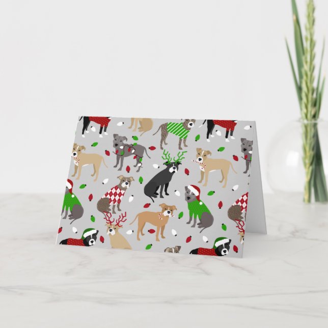 Carte de Chiens Pitbull de Noël (Devant)
