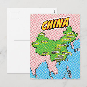 Carte de Chine illustrée par Pop Art