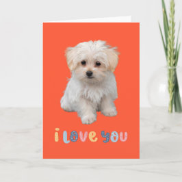 Carte de chiot mignon, je t'aime, carte de chiot a