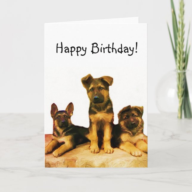 Carte de chiots de berger allemand de joyeux (Devant)