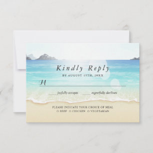 Carte de choix de repas pour RSVP de mariage sur l