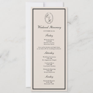 Carte de chronologie de week-end de mariage en ten