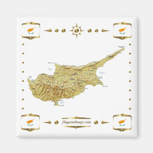 Carte de Chypre + Pavillons Magnet