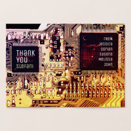 Carte de circuit imprimé en or rose art électroniq