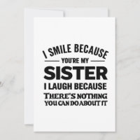 Carte de citation drôle pour sœur – “Je souris par