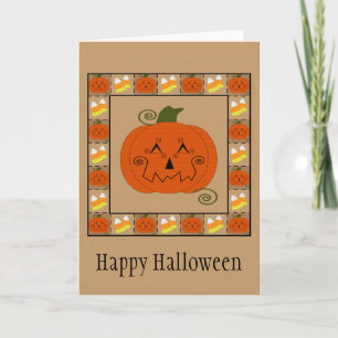 Carte de citrouille de patchwork de Halloween
