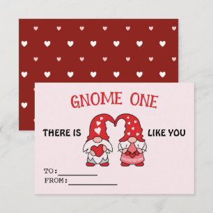 Carte de classe Gnome Cute de Valentine Coeurs rou