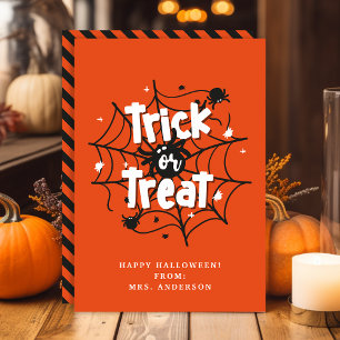 Carte de classe Halloween araignées Trick or Treat