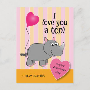 Carte de classe Rhino Valentine's Day
