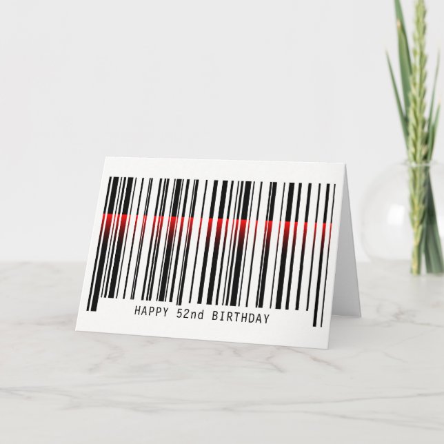 Carte de code-barres pour 52e anniversaire avec la (Devant)