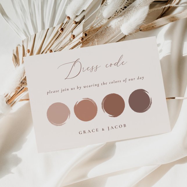 Carte de code de tenue Mauve, Brunt Orane & Bronze (Mauve, Brunt Orane & Bronze Rose Dress Code Card)