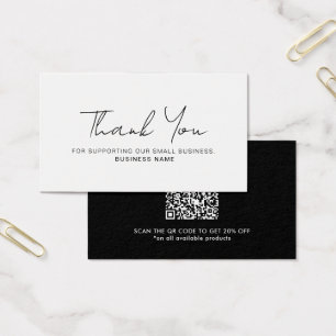 Carte de code QR d'entreprise Merci avec remise
