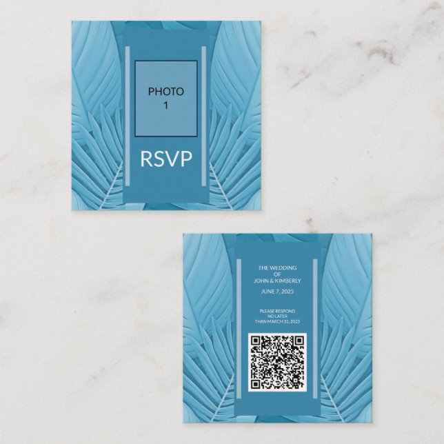 Carte de code QR pour boîtier de Mariage Turquoise (Devant / Derrière)