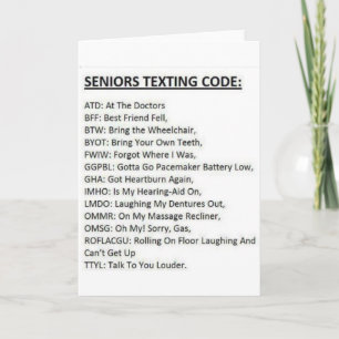Carte de code texto pour les aînés