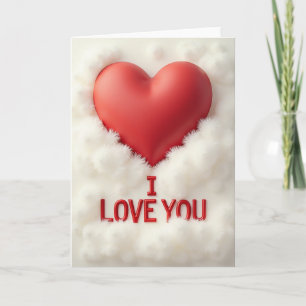 Carte de cœur en nuage Je t'aime