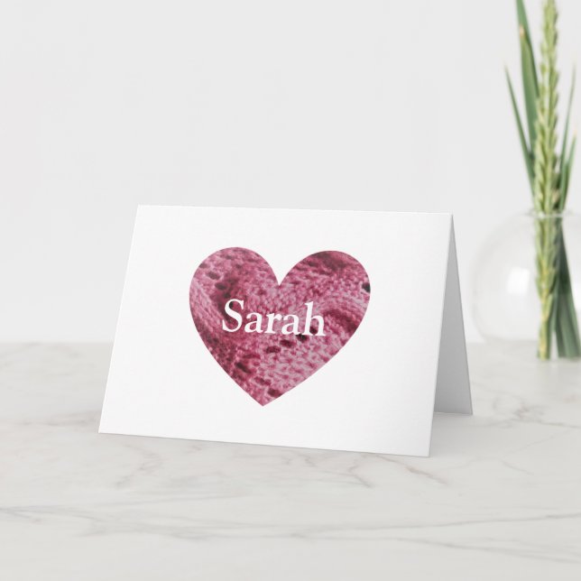 Carte de coeur rose pour le 7e anniversaire de la  (Devant)