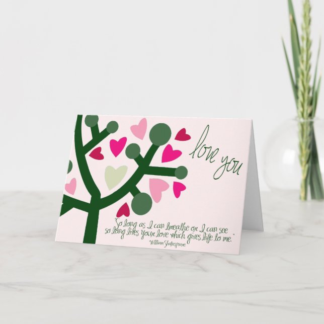 Carte de coeurs d'amour de Shakespeare Valentine (Devant)