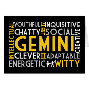Carte de collage de mot d'astrologie de Gémeaux