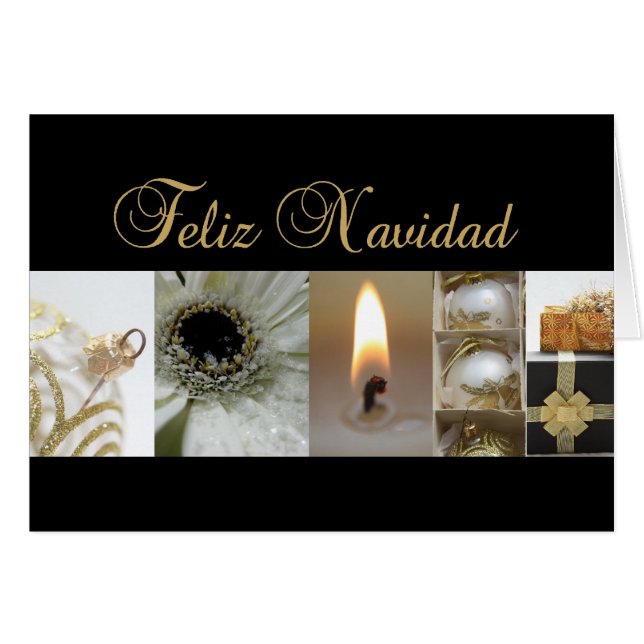 carte de collage de noël-mas en or noir espagnol (Devant horizontal)