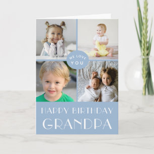 Carte de collage photo Blue Happy Birthday Grand-p