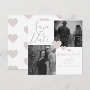 Carte de collage photo couleur rose coeur simple