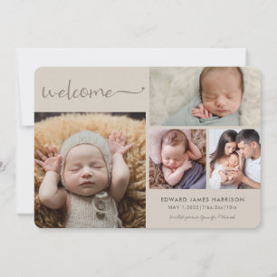 Carte de Collage Photo d'Annonce de Bébé Taupe Neu