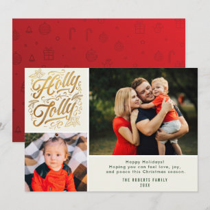carte de collage photo de la famille holly jolly