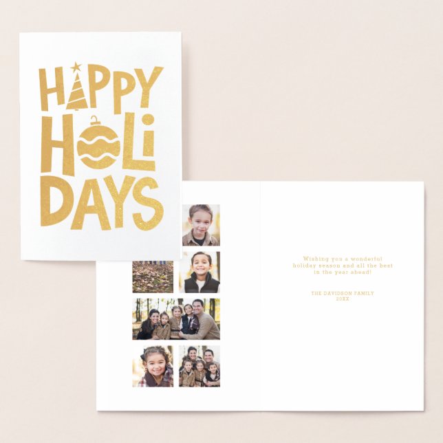 Carte de collage photo Gold Happy Holidays (Affichage)