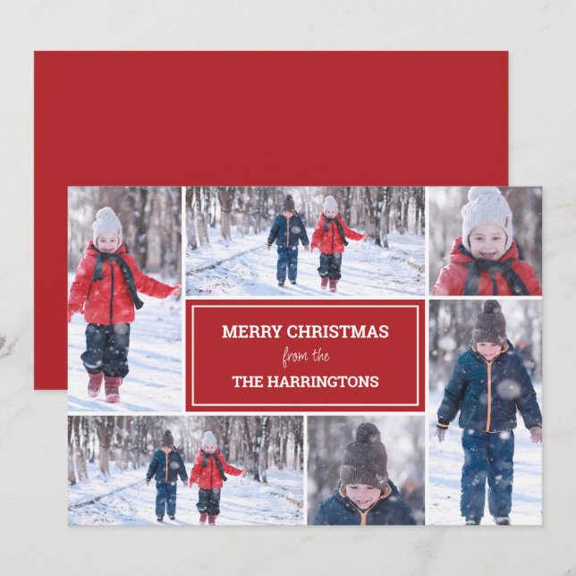 Carte de collage photo moderne élégante pour Noël (Devant / Derrière)
