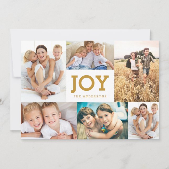 Carte de collage photo moderne simple Joy Holiday (Devant)
