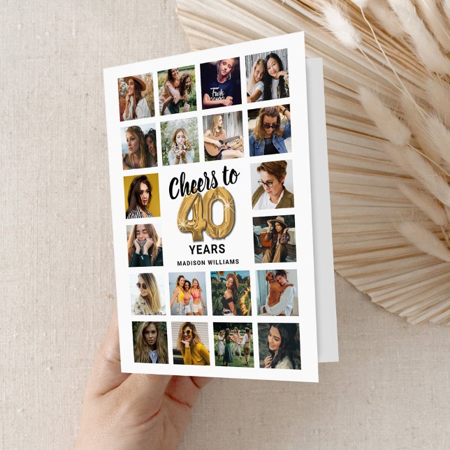 Carte de collage photo pour le 40e anniversaire (Créateur téléchargé)