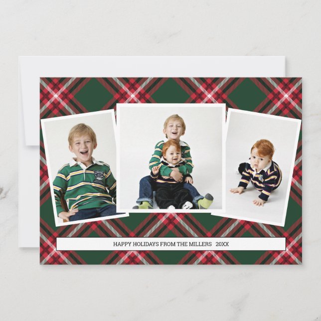 Carte de collage photo Tartan Plaid pour Noël (Devant)
