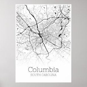 Carte de Colombie - Caroline du Sud - Poster de ca
