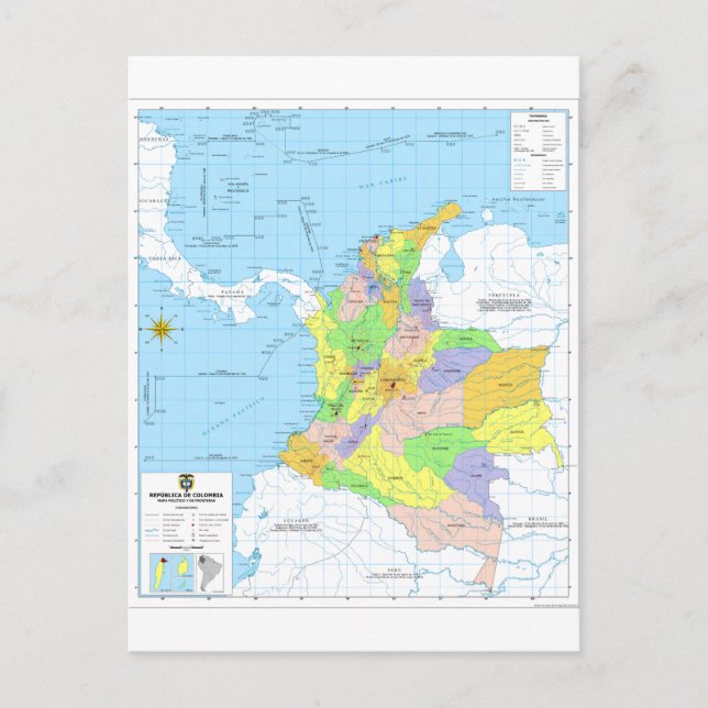 Carte de Colombie Map of Colombia (Devant)
