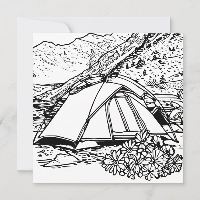 Carte de coloriage à thème du camping (Devant)
