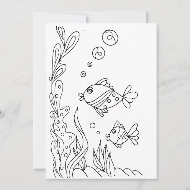 Carte de coloriage du poisson tropical (Devant)