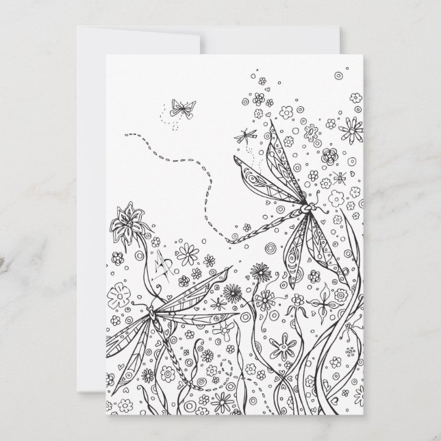 Carte de coloriage Imaginaire lunaire Dragonfly Ar (Devant)